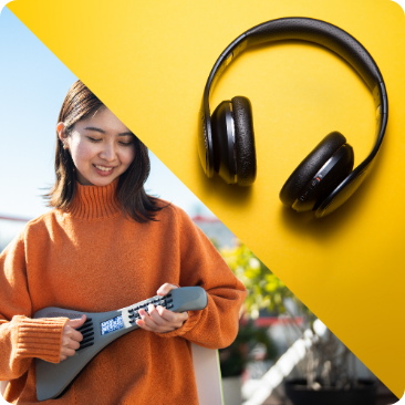 内蔵スピーカーとヘッドフォンでどこでも演奏!
